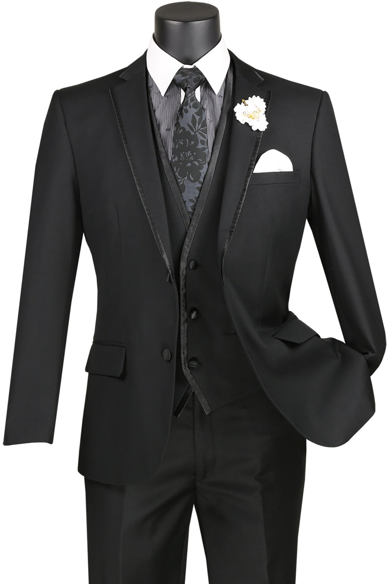 The Trim Vested Tux Black