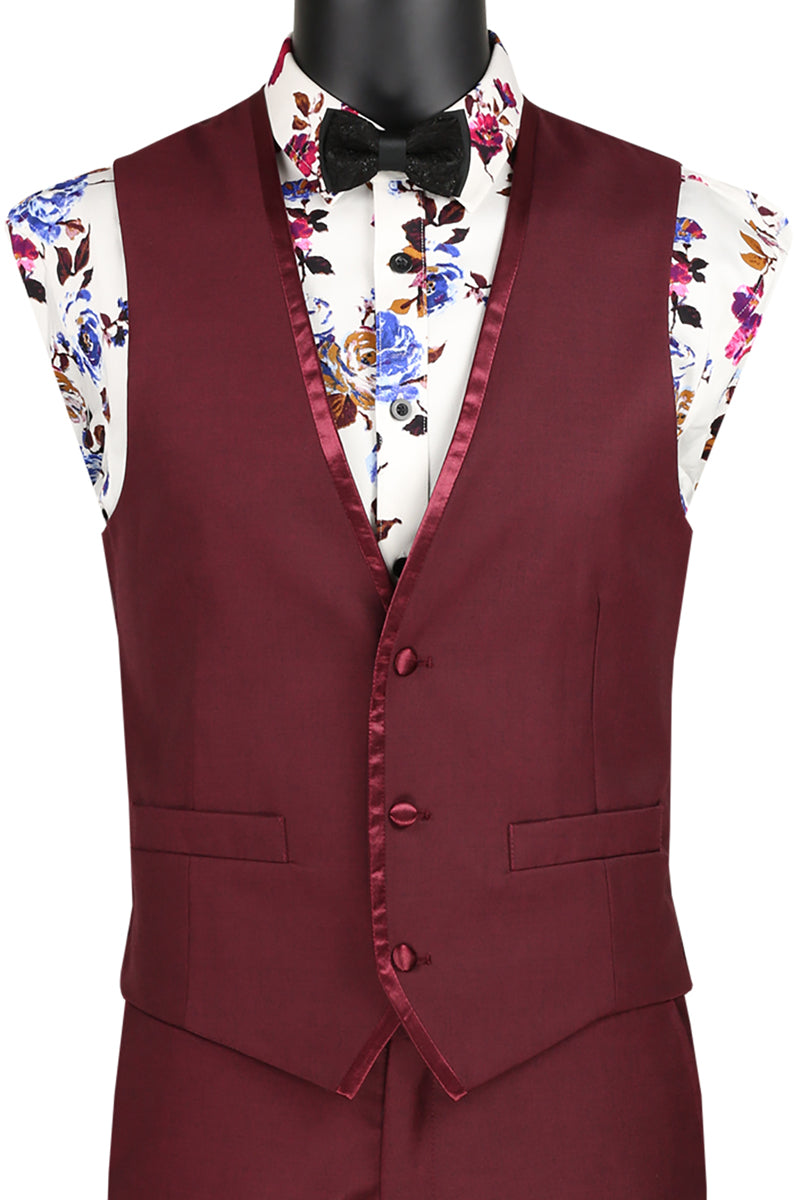 The Trim Vested Tux Burgundy