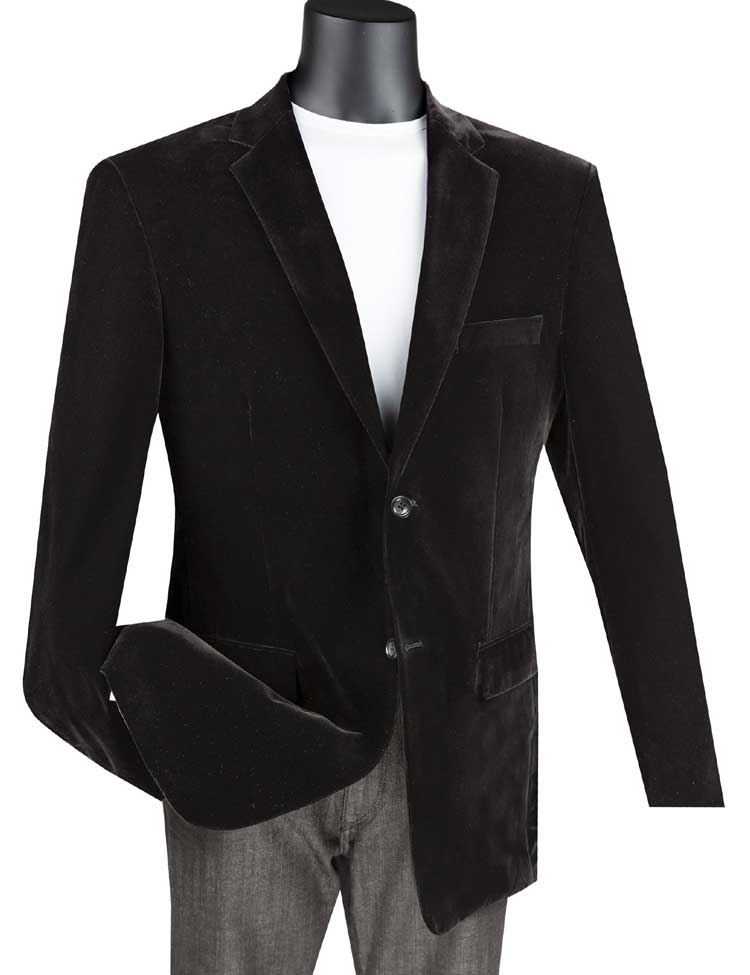 Velvet Regular Fit Sports Coat Black