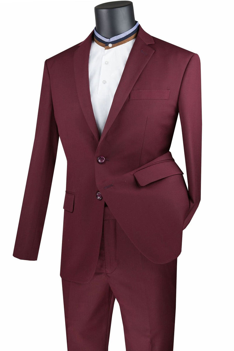 Slim Fit Suit Burgundy