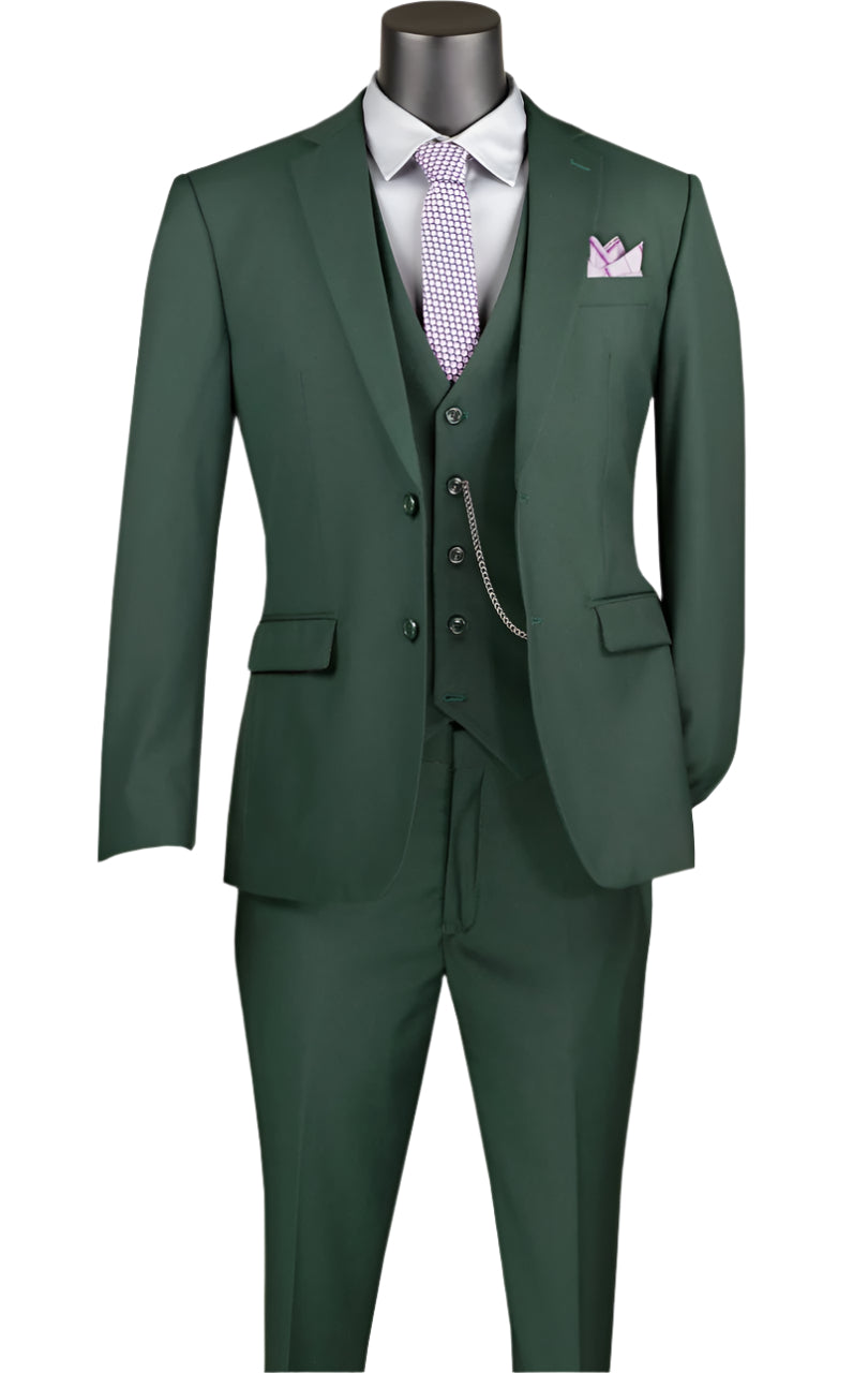 Vested Slim Fit Suit Hunter Green
