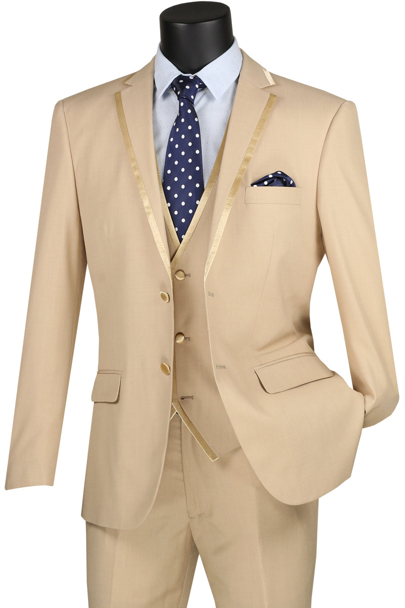 The Trim Vested Tux Beige