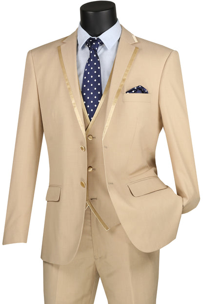 The Trim Vested Tux Beige