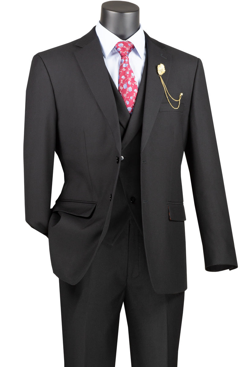 Vested Modern Fit Suit Black