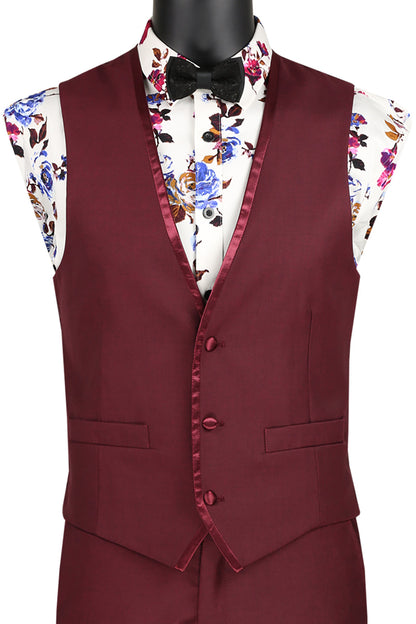 The Trim Vested Tux Burgundy