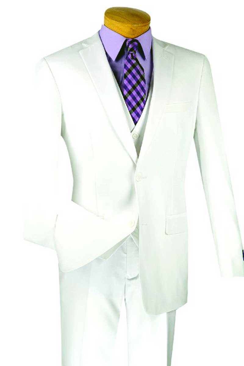 Vested Slim Fit Suit White