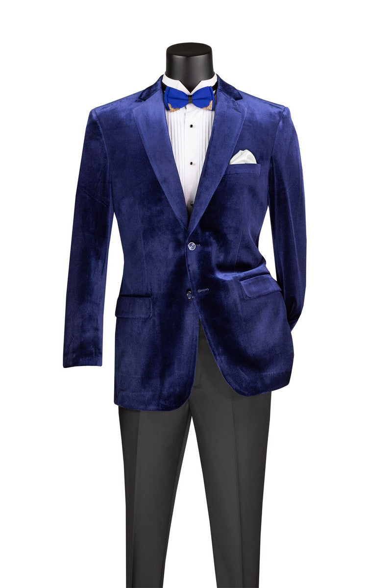 Velvet Regular Fit Sports Coat Sapphire